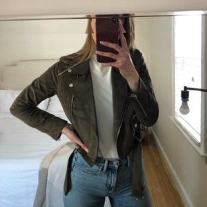 Talula (Aritzia) Taupe Vegan Suede Moto Jacket S